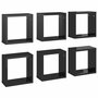 Wandschappen kubus 6 st 30x15x30 cm hoogglans zwart